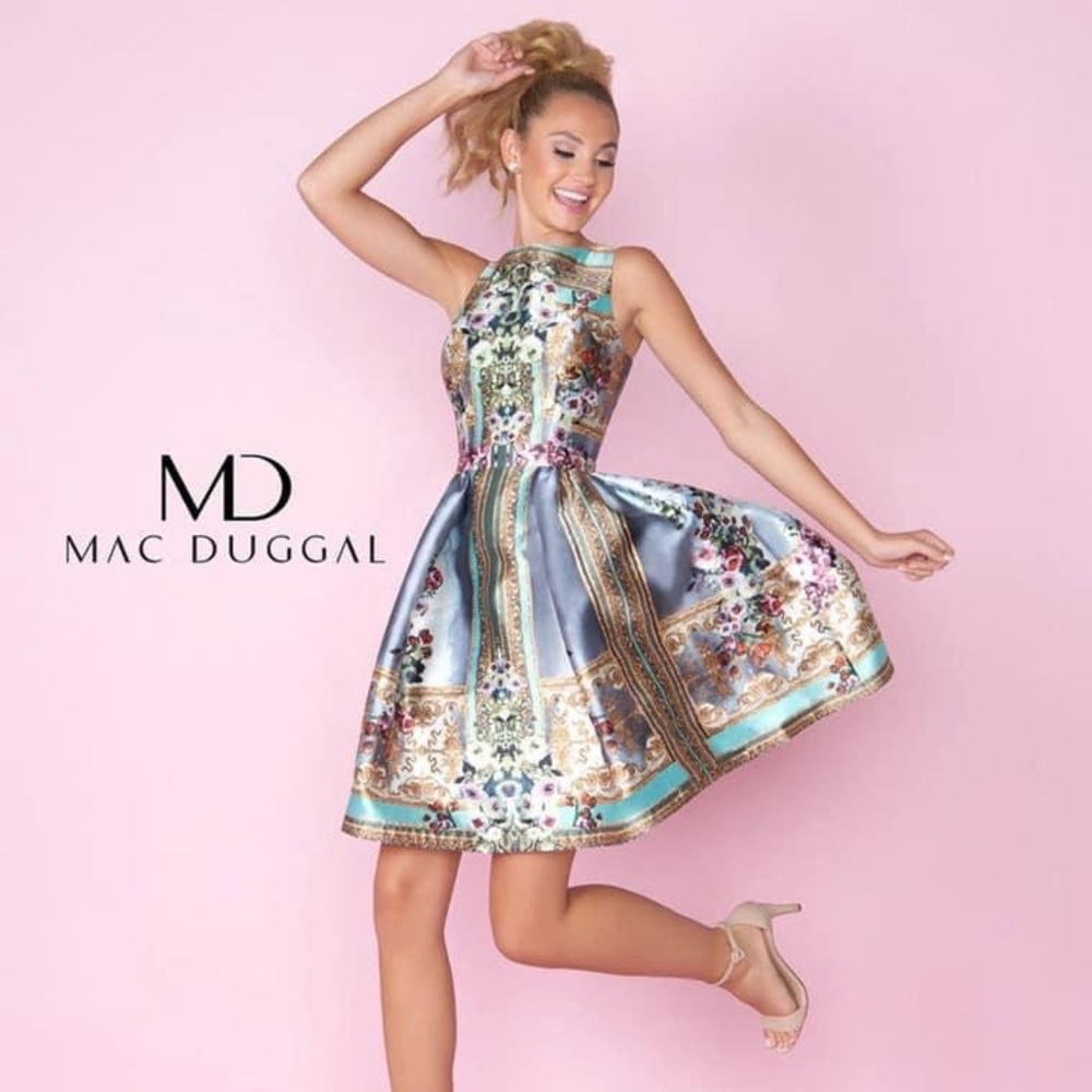 Mac Duggal Homecoming Floral Multicolor Cocktail Dress